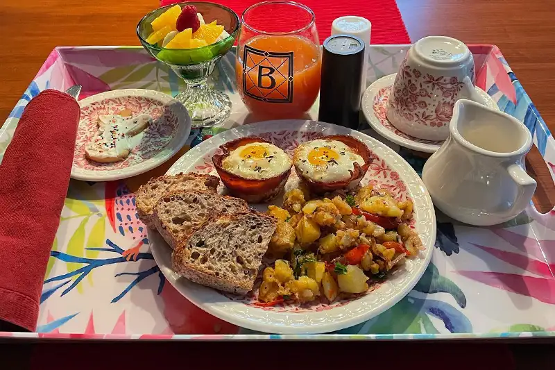 prepared breakfast tray
